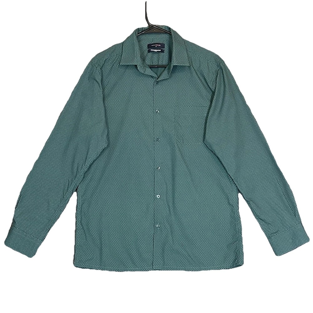 Peter England Men's Long Sleeve Premium Cotton Shirt- Size 40 (Med, 17.5") Green
